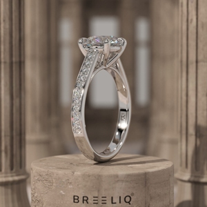 Anillo de Compromiso con Diamante Redondo de 2 Quilates y Banda Pavé, Oro Sólido de 14K, Anillo Nupcial, Joyería de Diamantes Cultivados en Laboratorio, Fabricación OEM ODM - Product Image 4