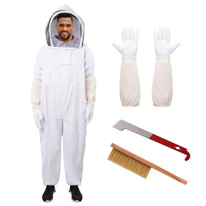 Traje de Apicultura con Velo, Guantes, Herramientas y Cepillo - Algodón Transpirable, Talla Grande, Blanco, Cobertura Total para Apicultores - Product Image 1