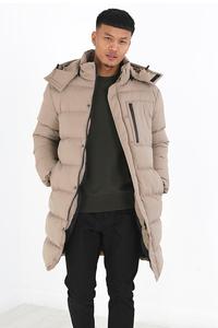 Long Quilted <b>Winter</b> Jacket With Detachable Hood Full Sleeves Zipper Closure Solid Color <b>Thick</b> Warm <b>Coat</b> - Product Image 6