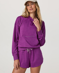 Meilleure qualité femmes 100% coton tricot brodé été T-Shirt ensemble respirant pull-over fermeture éclair Style décontracté à capuche longue - Product Image 5