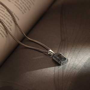 Collar de Plata 925 con Colgante de Piedra Natural, Estilo Vintage, para Hombre y Mujer, Certificado por Terceros, Plata/Oro - Product Image 5