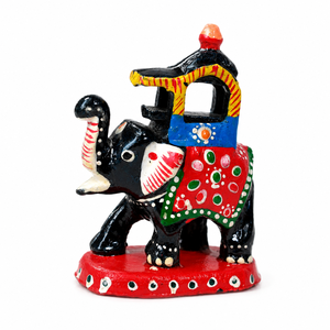 Figurine d'éléphant en bois artisanale |   Statue d'éléphant indien peinte à la main |   Sculpture de décoration traditionnelle pour la maison pour Diwali - Product Image 4