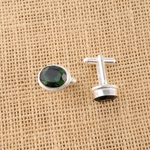 Niharika Gems Classy Trendy Green Tourmaline Gemstone Cufflinks 925 Sterling Silver Luxury Channel Set Unisex Cufflink <b>Jewellery</b> - Product Image 2
