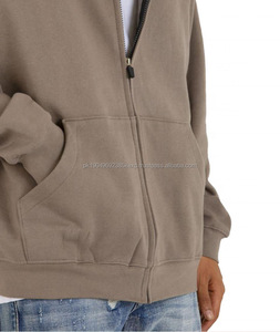 Sweat à capuche zippé uni personnalisé pour homme, 100% coton, style vintage, 450 g/m², poids lourd, sweat à capuche surdimensionné zippé - Product Image 5