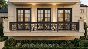 Panneau de balustrade décoratif en fer massif français, main courante, clôture, revêtement en poudre, galvanisé, pour porche et balcon extérieur - Product Image 3