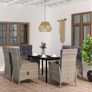 Ergonomic <b>Grey</b> Pe Rattan Garden Dining Set 4 Seater Outdoor Furniture Contemporary Design Steel <b>Frame</b> - Product Image 1