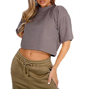 Hot Sale Women's Slim Fitting <b>Crop</b> <b>Top</b> T-Shirt Custom Printed with Breathable Knitted Fabric Free Label and Hang Tag Offer - Product Image 3