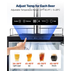 Dispenser di Birra a Doppio Rubinetto per Casa con Serbatoio CO2 da 5 libbre, Erogatore Ball Lock, Capacità 2 Scomparti, Refrigeratore per Vino e Bevande - Product Image 3