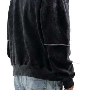 Sweat à capuche surdimensionné personnalisé pour homme, 100 % coton molletonné, effet vieilli, avec poche, lavage printanier - Product Image 4