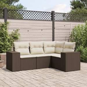 Ensemble de canapés de jardin en rotin PE marron avec pieds réglables, mobilier de patio standard - Product Image 1