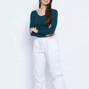 Top Corto de Moda para Mujer, Venta Directa de Fábrica, Manga Larga, 2025, Venta en Línea, Top Corto de Algodón para Mujer - Product Image 4