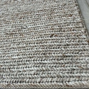 Handwoven Wool Area Rug Natural Beige Cream Braided Flat <b>Weave</b> Carpet Modern Minimalist Floor Mat Eco Friendly Living Room Decor - Product Image 5