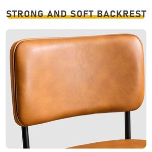 Tabourets de bar modernes marron avec dossier amovible, panneau arrière en bois courbé et pieds en métal (2 pièces) - Product Image 5