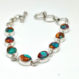 Turquoise Spiny Oyster <b>Adjustable</b> <b>Bracelet</b> Handmade Gemstone Jewelry Women Gift Wholesale - Product Image 1
