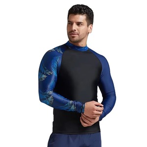 Maillots et hauts de protection anti-UV respirants à séchage rapide en polyester/nylon de couleur unie, personnalisés OEM, unisexes, pour la natation et le MMA - Product Image 1