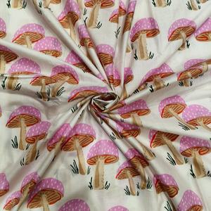 Mushroom Printed Eco-Friendly Organic Breathable Lightweight Combed Nonwoven <b>Cotton</b> Fabric Flower Theme Girls Apparel Bag - Product Image 1