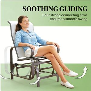 Ensemble de deux chaises longues coulissantes beiges pour balançoires de patio extérieur dans la cour - Product Image 4