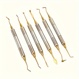 Juego de Instrumentos Quirúrgicos Dentales de 12 Piezas, Azules y Chapados en Oro, con Empuñadura Moleteada, Herramientas Manuales para Cirugía Oral Clase I - Product Image 5