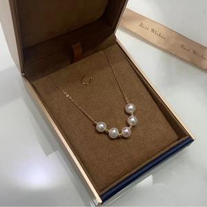 Collier Zhuji Pearl en or 14 carats plaqué, avec perle d'eau douce blanche de 6-7 mm, presque ronde, sans défaut, chaîne de cou Road Tong - Product Image 3