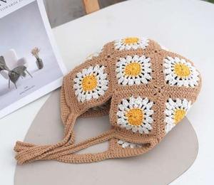 Bolso de mano de algodón tejido a crochet, diseño único para mujer, elegante y moderno, para uso casual, en venta. - Product Image 3