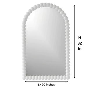 Espejo de pared artesanal con marco de madera tallada Smart Art, marco decorativo semicircular blanco de MDF, decoración moderna para la sala de estar. - Product Image 6