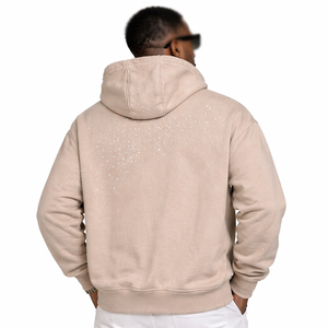 Sweat-shirts en molleton de coton minimalistes avec strass pour hommes, style streetwear épuré, tissu doux au toucher, personnalisation de la marque, production sur mesure - Product Image 2