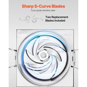 10.6 Quart Food-Grade Stainless Steel Food Processor Machine <b>Vegetable</b> <b>Chopper</b> with 2 Extra S-Curve Blades - Product Image 5