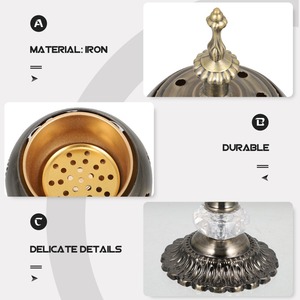 Quemador de incienso aromático indio ecológico de gran venta KW, incensario de carbón Bakhoor con diseño metálico ornamental perforado decorativo - Product Image 5