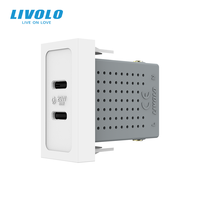 USB-2C Wandsteckdose mit Funktionstaste, Doppel-USB-C-Ausgang, Stromsteckdosenmodul mit 2 Anschlüssen für den Heimgebrauch, Weiß, 22,5mm*45mm