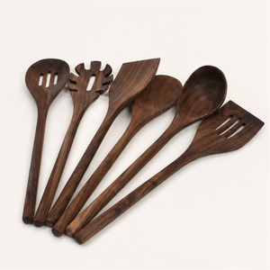 Juego de Cucharas y Espátulas de Cocina de Madera Negra Premium, Diseño Moderno, Ecológico, 4 Piezas, Utensilios de Cocina para el Hogar y Restaurantes - Product Image 3