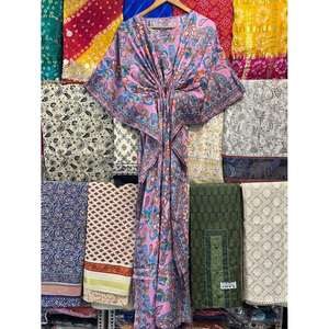 Robe Kaftan en Soie de Qualité Supérieure, Magnifique, Longue, Style Indien, pour la Plage, Cache-Maillot de Bain pour Femme, Modèle Ethnique Artisanal - Product Image 3
