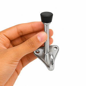 Stainless Steel Marine Stanchion with Black Rubber Tip and Mounting Base for <b>Boat</b> UseStainless Steel Marine Stanchion with Black - Product Image 4