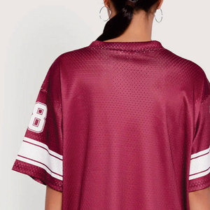 Maillot de football en maille marron pour femme, col en V, manches courtes, respirant, coupe ample, imprimé numéro 68, haut de sport - Product Image 2