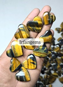 Pierre précieuse naturelle à 100 %, œil de tigre multi-couleurs, taille ovale, cabochon, pierre brute, traitée par cirage/huile, 20-40 mm, vente en gros, quartz poli à la main - Product Image 2