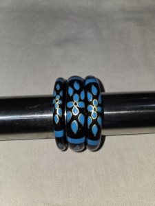 Handmade Resin Bangle Bracelet <b>Light</b> Blue Floral Pattern Art Collectible Piece for Women from India <b>by</b> Arif Handicrafts - Product Image 4