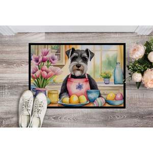 Nouveau extérieur et intérieur 18H X 27W paillasson antidérapant paillasson Pâques Schnauzer décor lavable porte d'entrée tapis accessoire d'entrée - Product Image 2