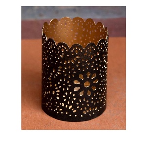 Lampe à thé en métal moderne à feuilles pour le salon, la chambre à coucher, l'extérieur, le mariage, la décoration de la maison, le bougeoir de table - Product Image 2