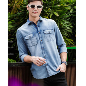 เสื้อเชิ้ตผู้ชายสไตล์วินเทจขายส่ง คอปกพับได้ กระเป๋าหน้าอกคู่ แขนยาว ไซส์ยุโรป ผ้าคอร์ดูรอย 100% ผ้าฝ้าย สวมใส่สบาย - Product Image 4