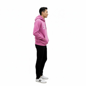 Sweat à capuche personnalisé coupe ample pour homme, style survêtement brillant, avec strass et impression sérigraphiée, en coton épais - Product Image 2