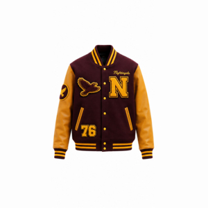 Chaqueta Bomber Varsity de Béisbol Personalizada para Hombre, de Nylon/Algodón, Cuello Redondo, Bordado Frontal, Chaqueta de Moda de Invierno - Product Image 1