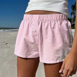 Shorts Casuales Holgados de Poliamida Transpirable con Cintura Alta Elástica para Mujer, Color Sólido, Venta al Por Mayor, MARCA PERSONALIZADA WS-0009, 120g, Tejido de Punto - Product Image 6