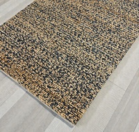 Tapis Kilim en coton tissé à la main, style abstrait moderne, bleu marine et beige, à poils ras, épais et tressé, réversible, écologique, antibactérien