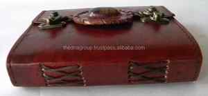 Stone Leather Journal Handmade Vintage Brass Latch Spell <b>Book</b> Antique Grimoire Notebook Wicca Diary Fantasy Writing Journal - Product Image 3