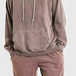Custom Branded Casual Men's Winter Solid Acid Wash Jogger <b>Tracksuit</b> with Sweatpants and Hoodie Set - Product Image 4