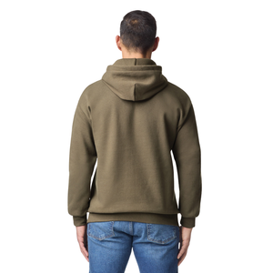 Sweat à capuche unisexe vert olive uni, coupe-vent, avec poche, en molleton doux mélangé coton, manches longues, décontracté, pour l'extérieur, vêtement d'hiver - Product Image 2