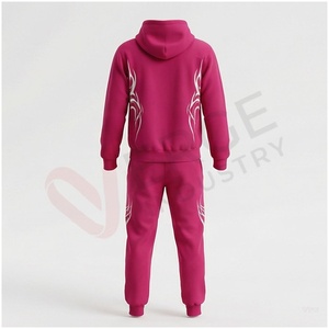 Unisex <b>Pink</b> Tracksuit Set Hooded Full Sleeve Print Design Casual Autumn Wear Breathable Regular Fit Adult <b>Sweatshirt</b> and Pants - Product Image 2