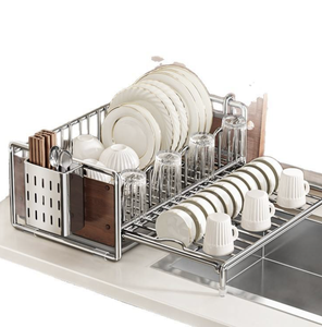 Vietnam Retractable Dish Drying <b>Rack</b> Metal <b>Kitchen</b> Bowl <b>Storage</b> Organizer with Chopsticks Holder - Product Image 2