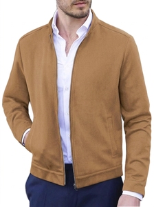 <b>Men's</b> Solid Color Bomber <b>Jacket</b> Stand Collar Zipper Closure <b>Smart</b> Casual Style Polyester Material Autumn Wear - Product Image 5