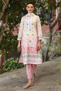 Ensemble Kurta pour femmes en coton imprimé floral, longueur cheville, avec pantalon rose et dupatta, tenue décontractée traditionnelle indienne et pakistanaise - Product Image 2