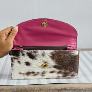 Portefeuille en cuir véritable pour femme avec imprimé animal et broderie, fermeture pliante bohème, court, pour usage quotidien - Product Image 2